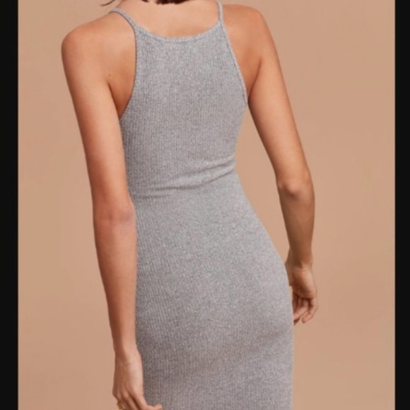 Community Parfit V Neck Ribbed Knit Dress Grey S - Picture 3 of 9
